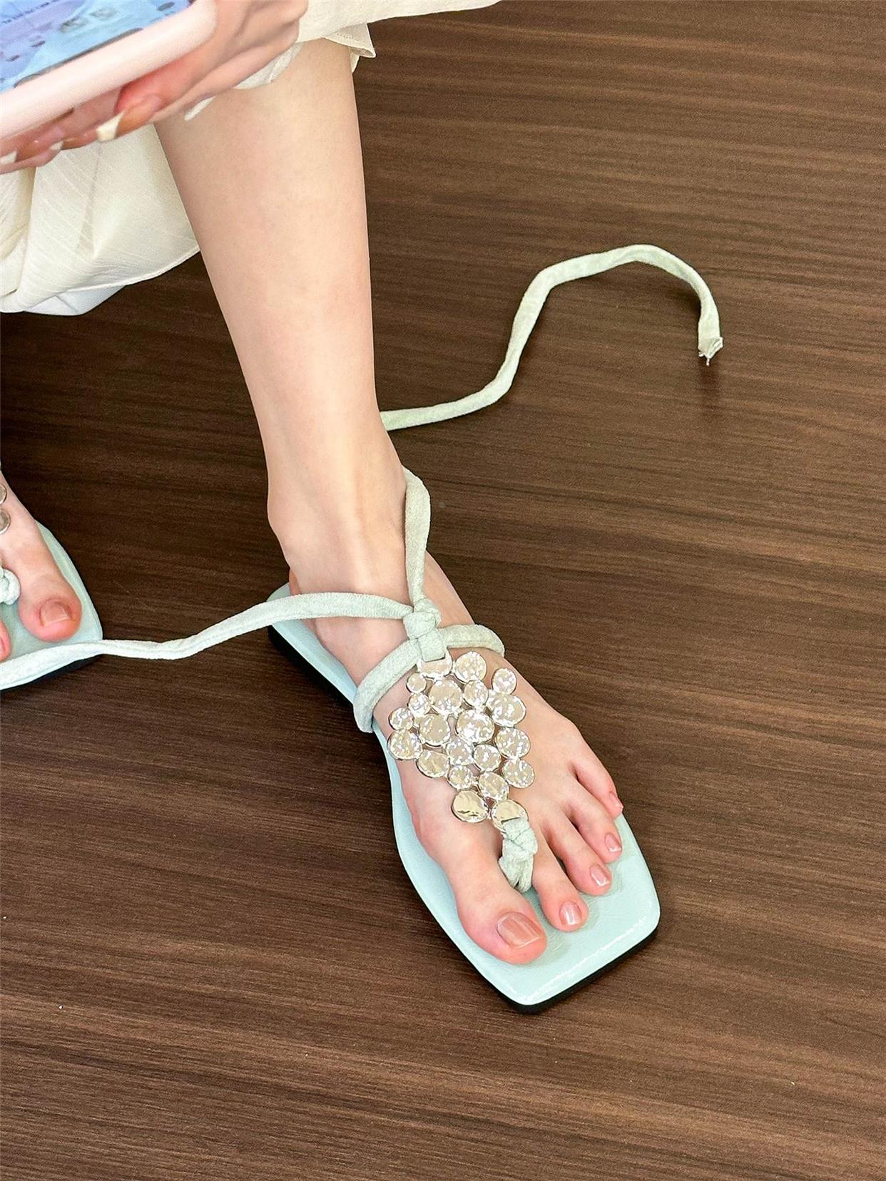 Mint mambo green strappy sandals