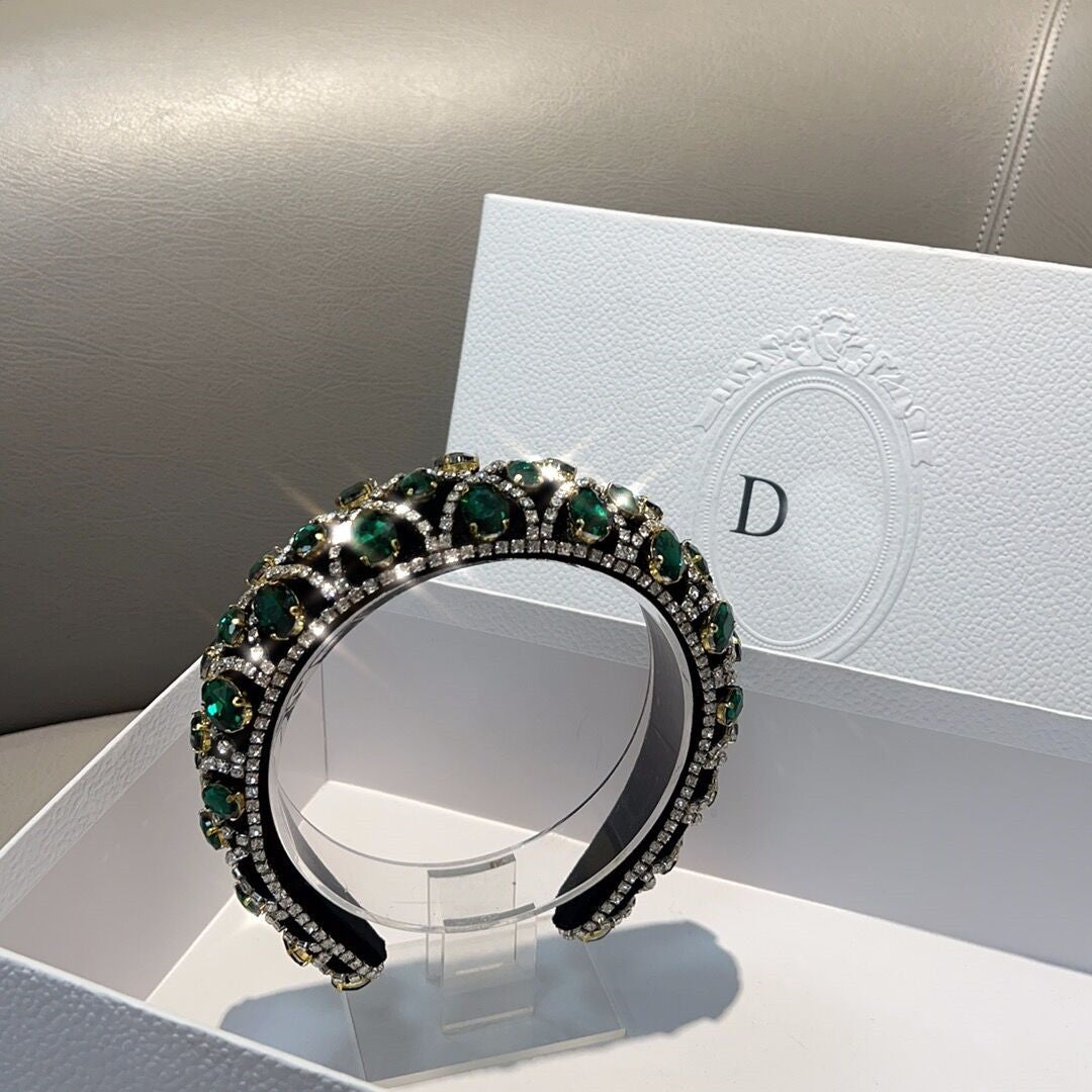 Light luxury headband set with diamonds and glass gems