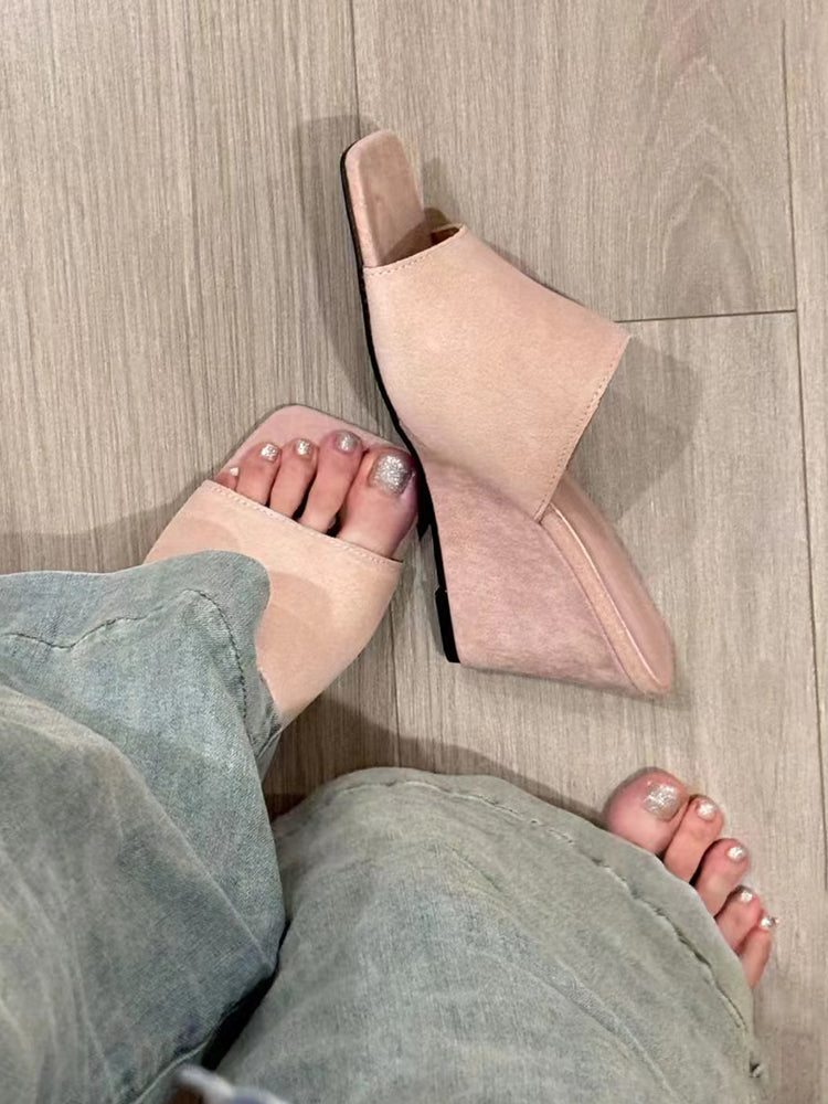 Retro casual wedge heel outer wear flip flops