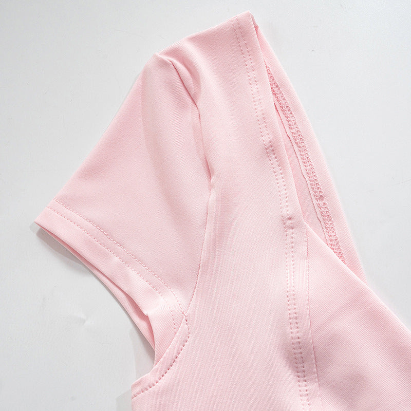 HOTTIES SOLID COLOR LOW-CUT BACKLESS SLIM FIT EXPOSED NAVEL