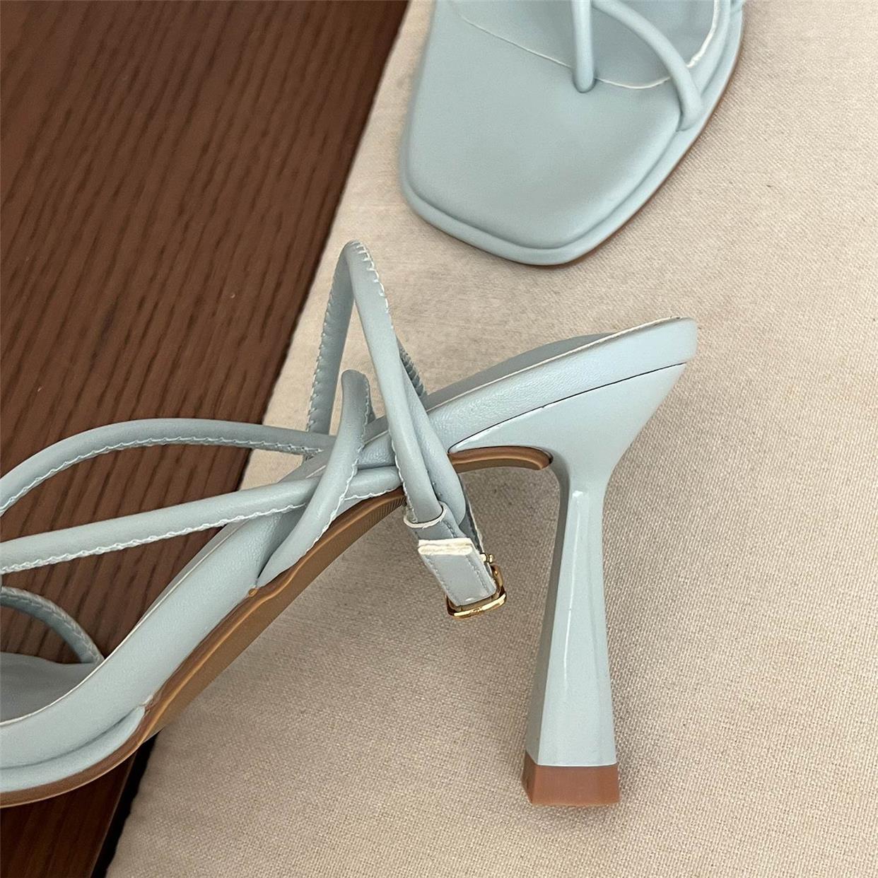 Thong sandals one strap stiletto high heels