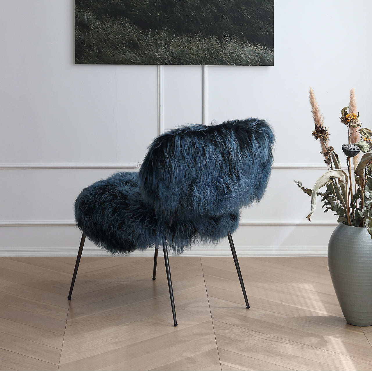 Italian light luxury sofa leisure chair imported wool designer single chair Nordic style dressing chair