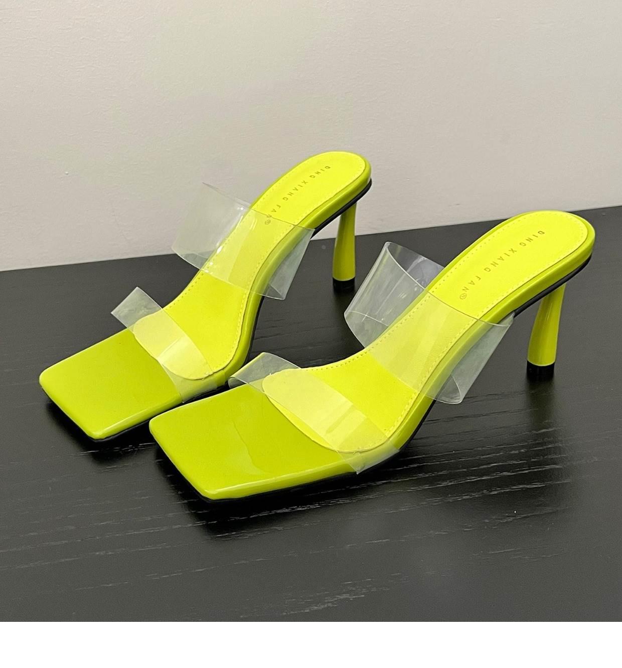 Transparent PVC square toe high heel sandals