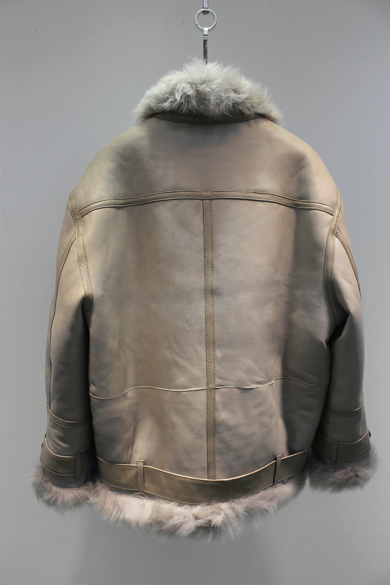 High quality genuine Tuscan fur one-piece glossy silhouette motorcycle jacket