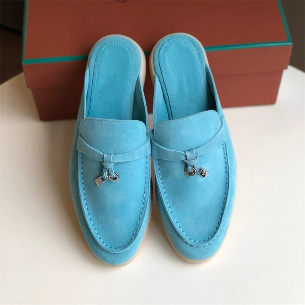 Genuine leather flat casual half-slipper loafers 2