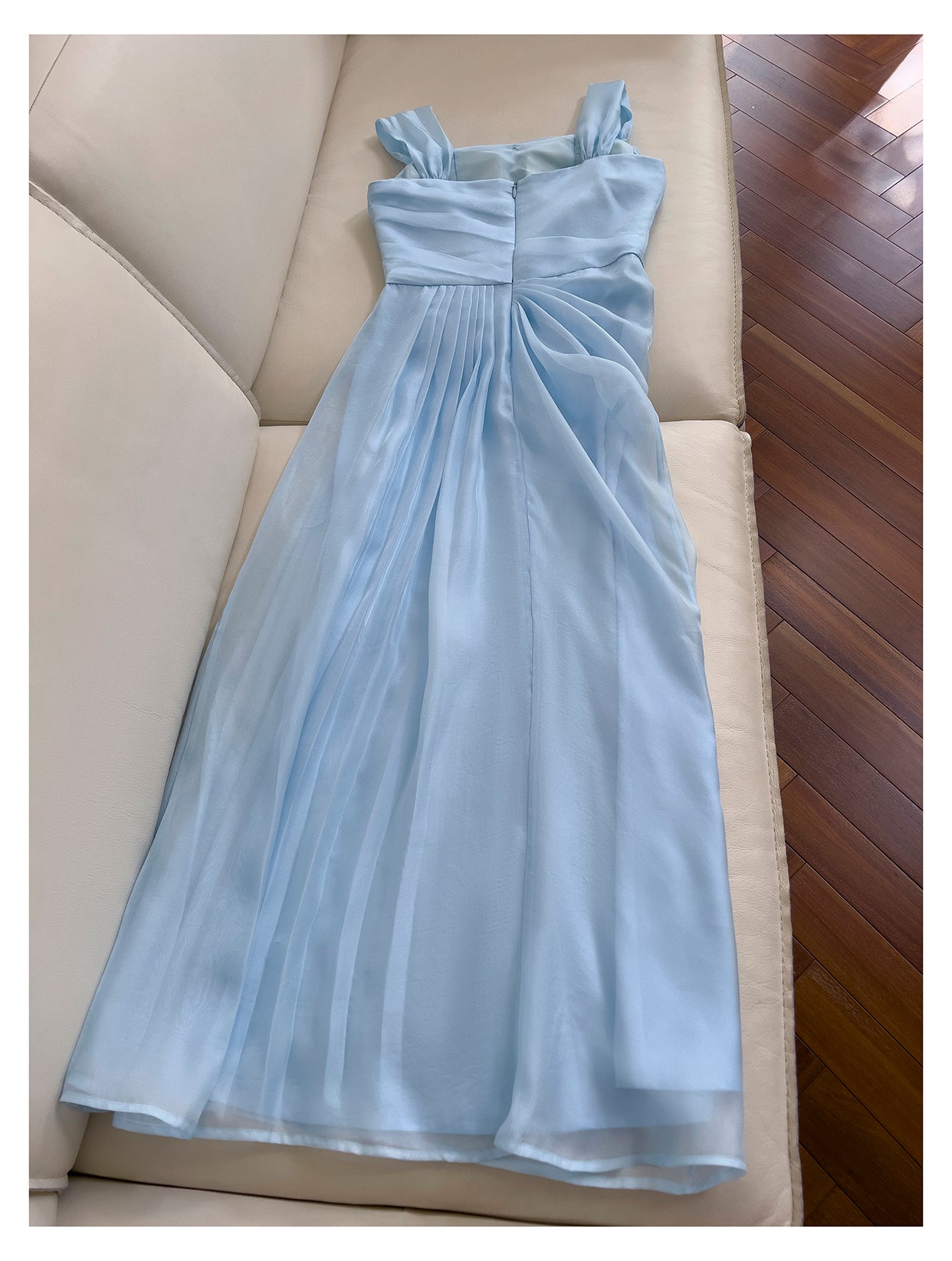 French blue suspender design waist long skirt