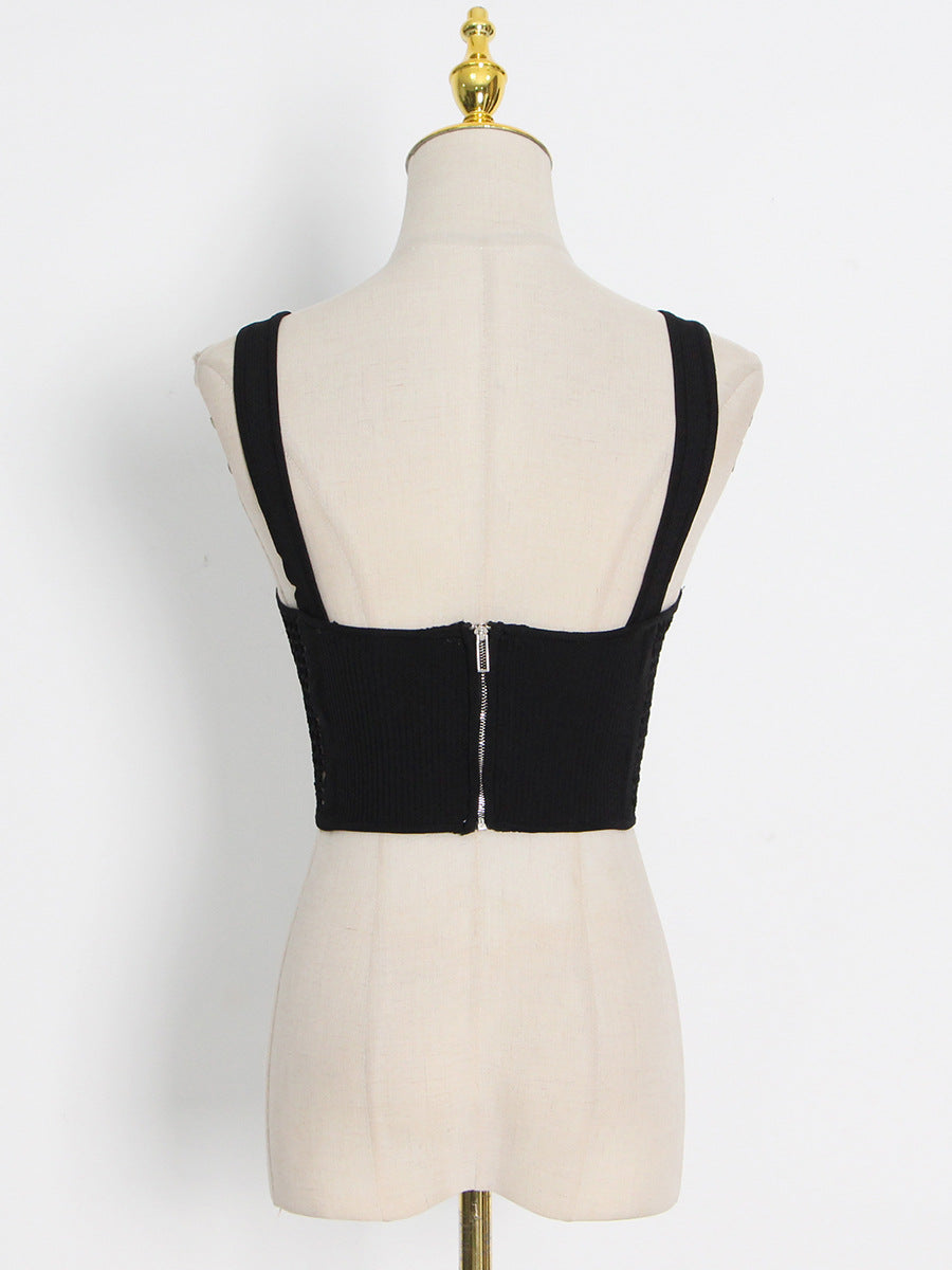 Fishbone corset sexy hollow handmade hook-knitted suspender belt