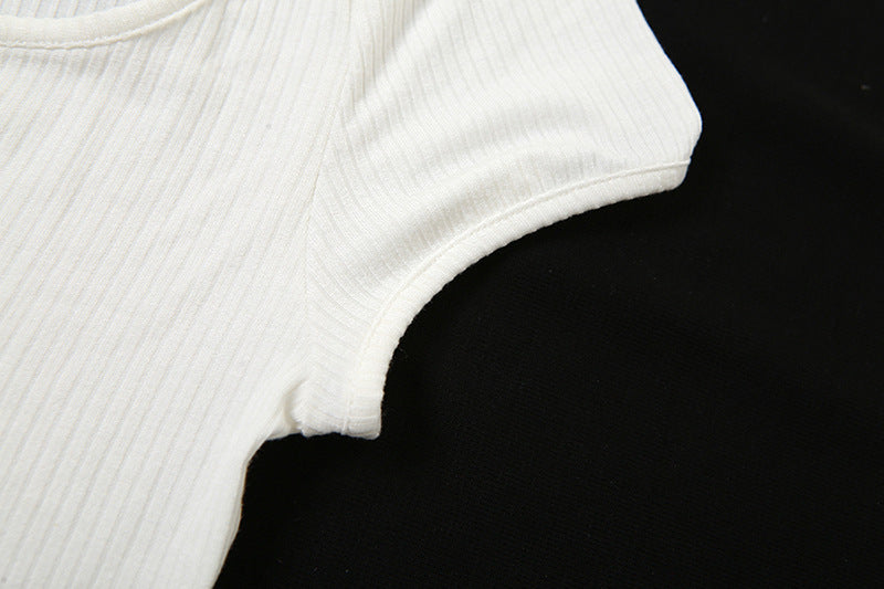White square neck short T-shirt