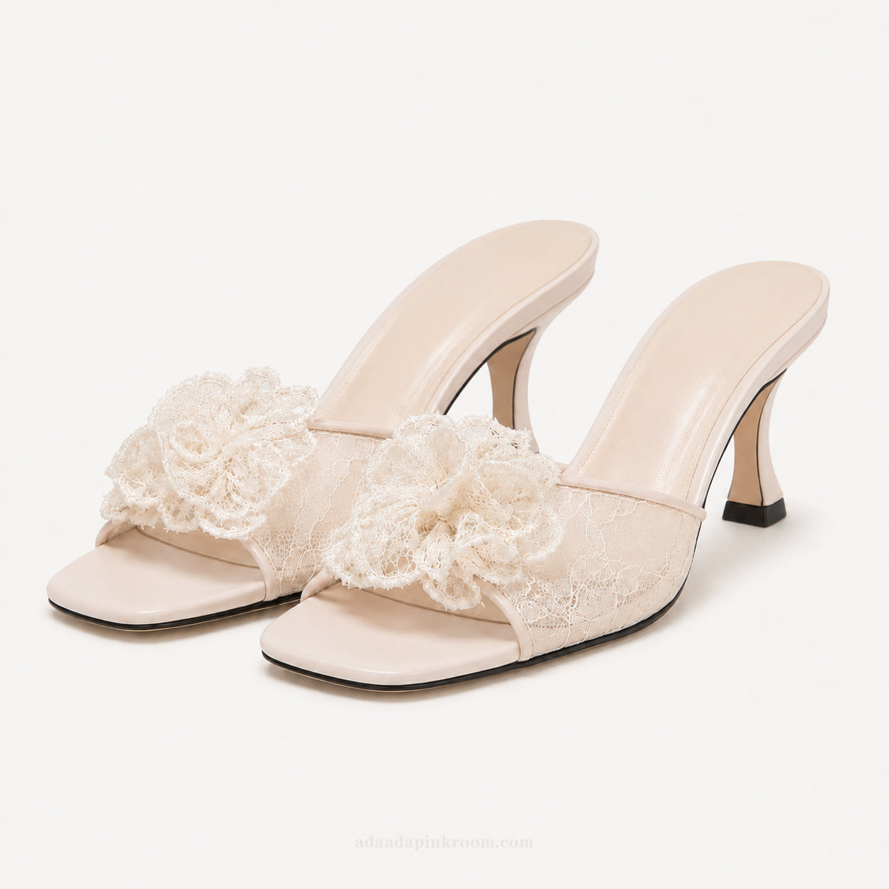 Lace Pointed Mule Heels