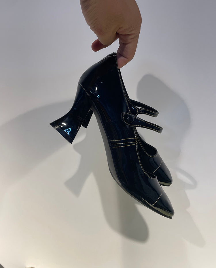 Retro Square Toe Mary Jane High Heels