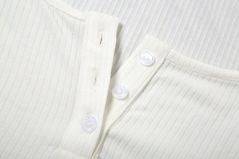 White square neck short T-shirt