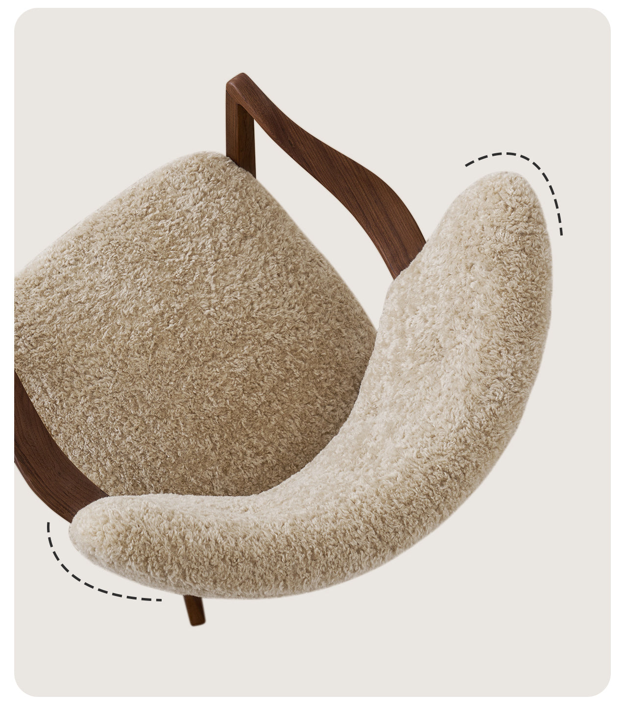 Woolf leisure chair milk tea brown French retro style solid wood mid-century style lamb velvet single sofa chair