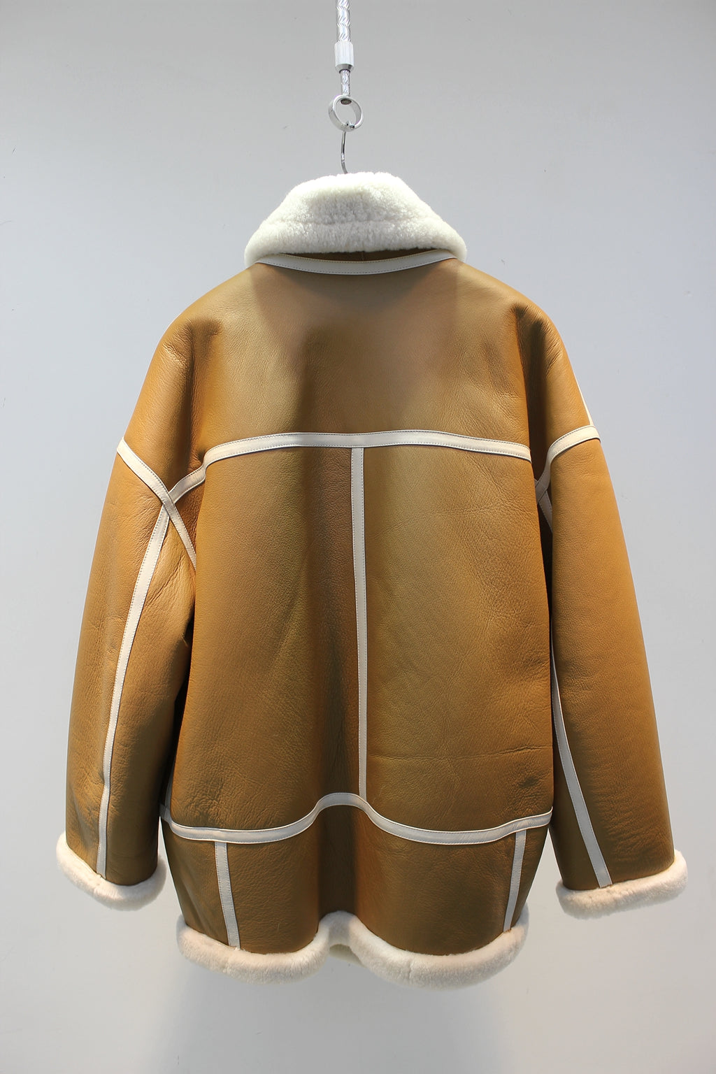 Lmported merino sheepskin fur all-in-one retro motorcycle jacket
