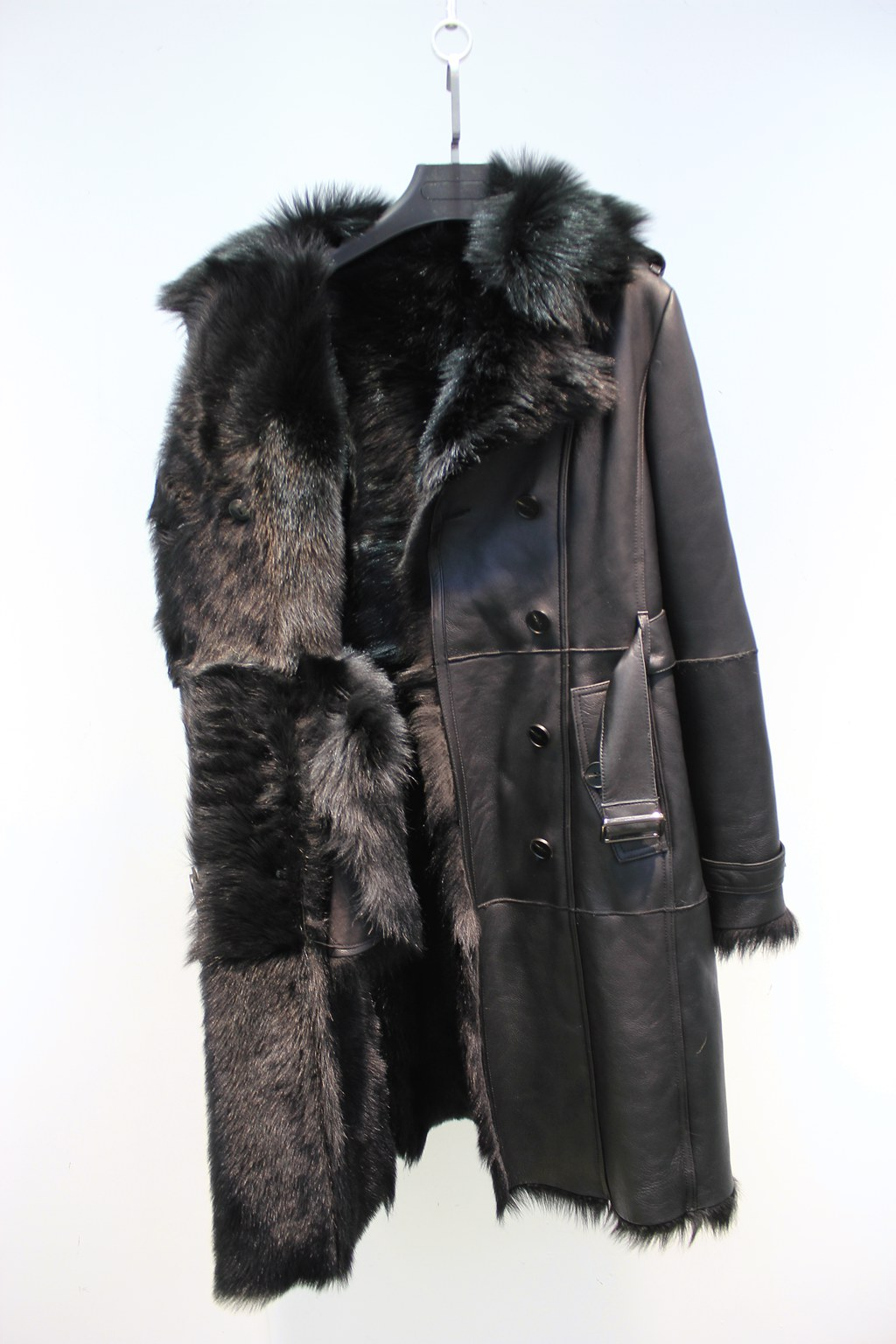Imported Tuscan sheepskin all-in-one British style mid-length fur coat
