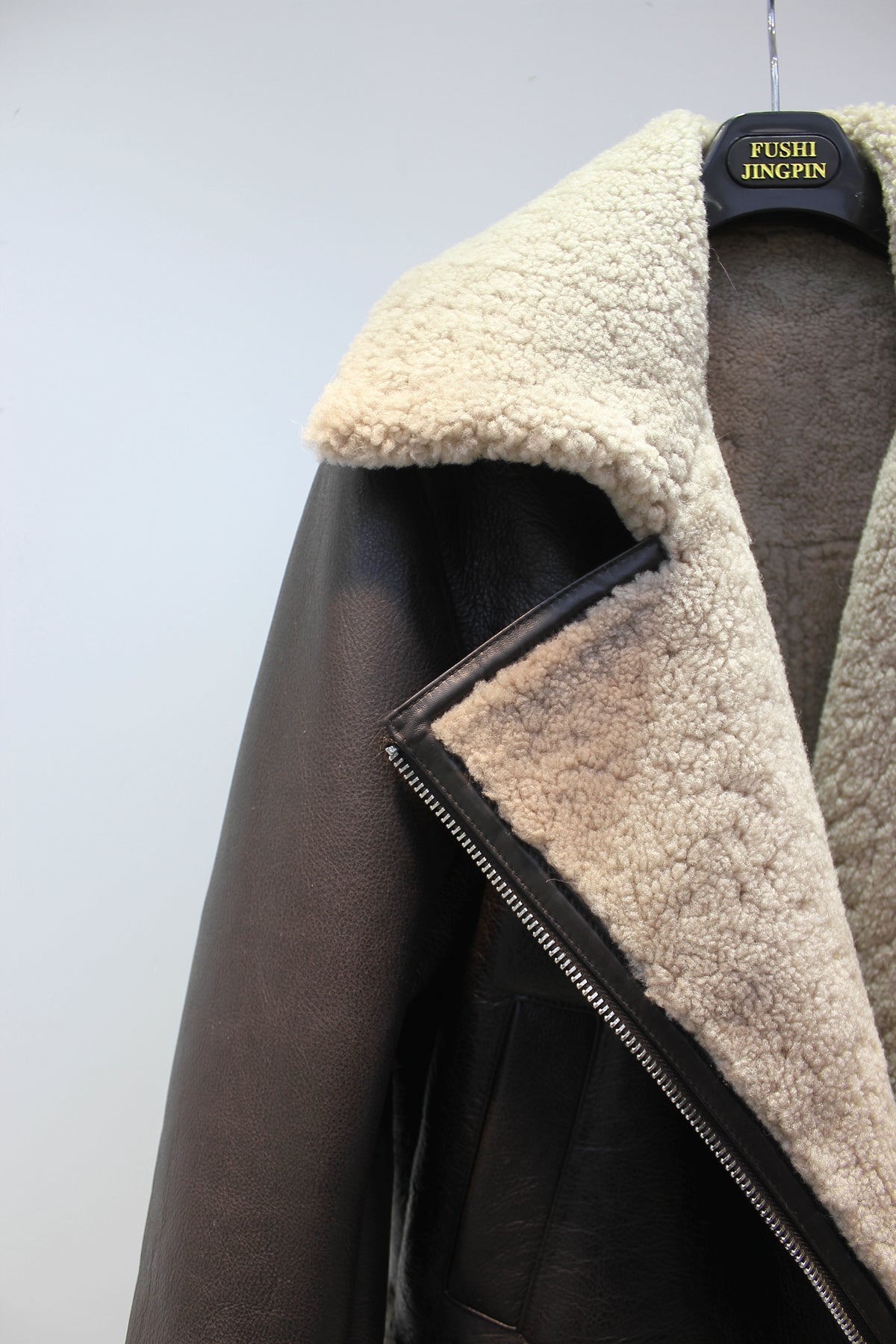 Original imported sheepskin all-in-one motorcycle short jacket