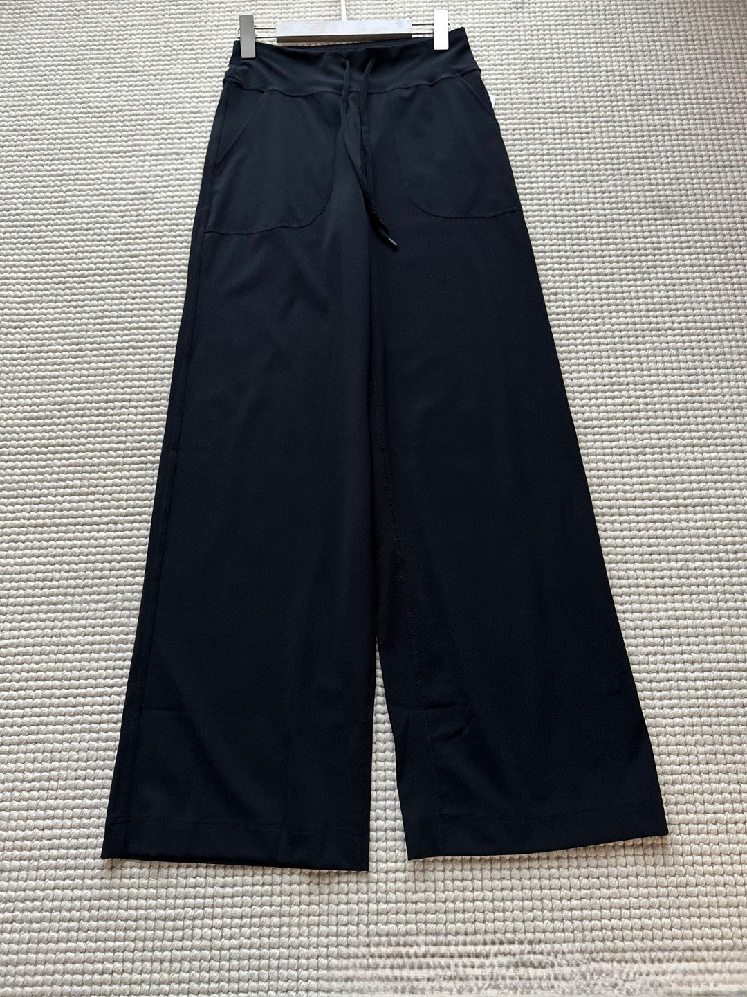 High waist drawstring straight yoga pants