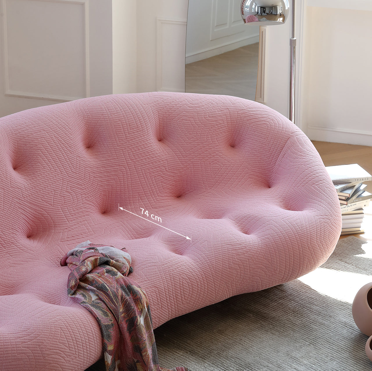 Curved fabric sofa modern simple small apartment living room home three-seat shell sofa