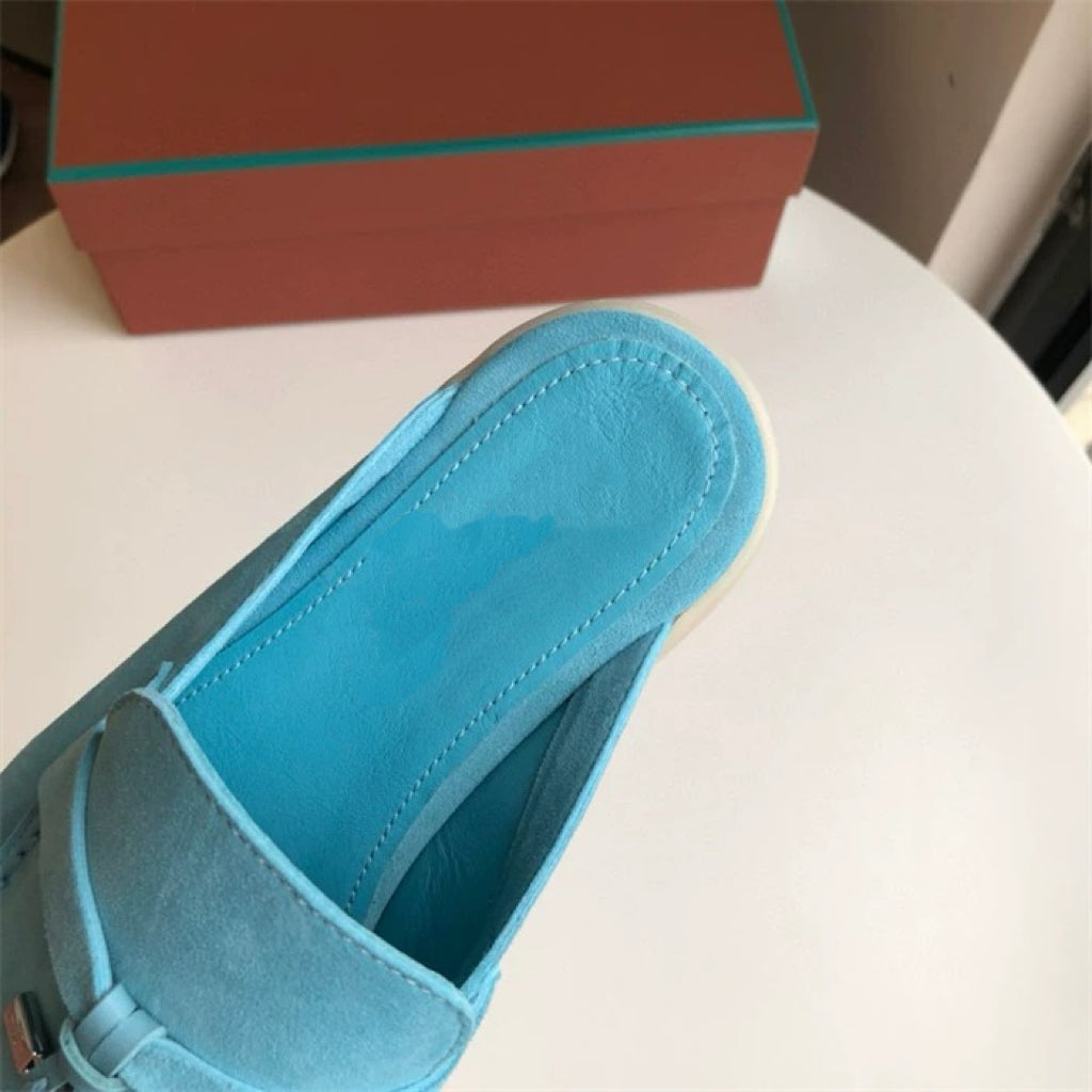 Genuine leather flat casual half-slipper loafers 2