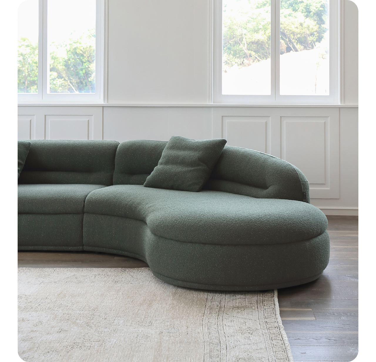 Retro sofa crescent sofa curved designer moon sofa villa double-sided fabric sofa