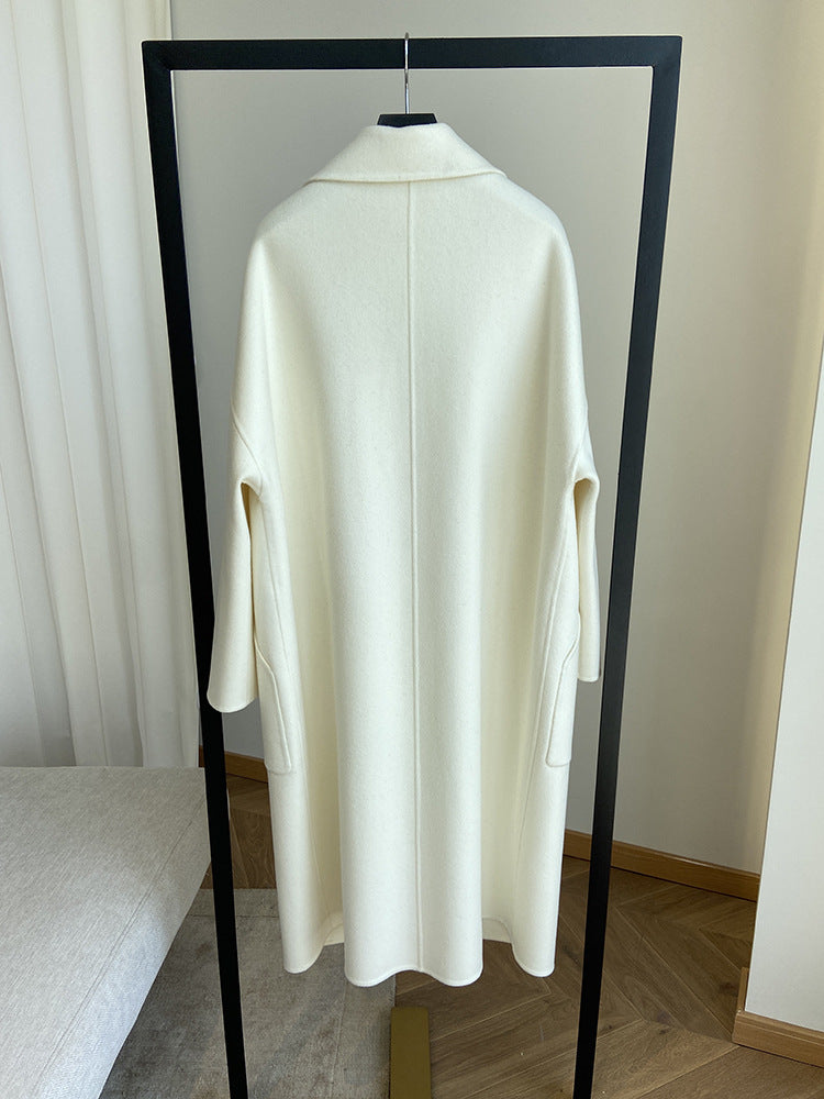 Double-faced cashmere short zip-up coat