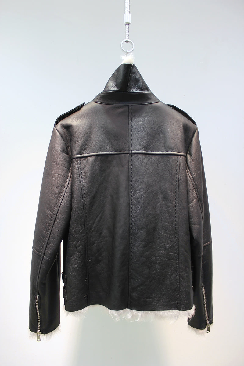 Soft small lake sheep fur all-in-one slim and stylish motorcycle jacket