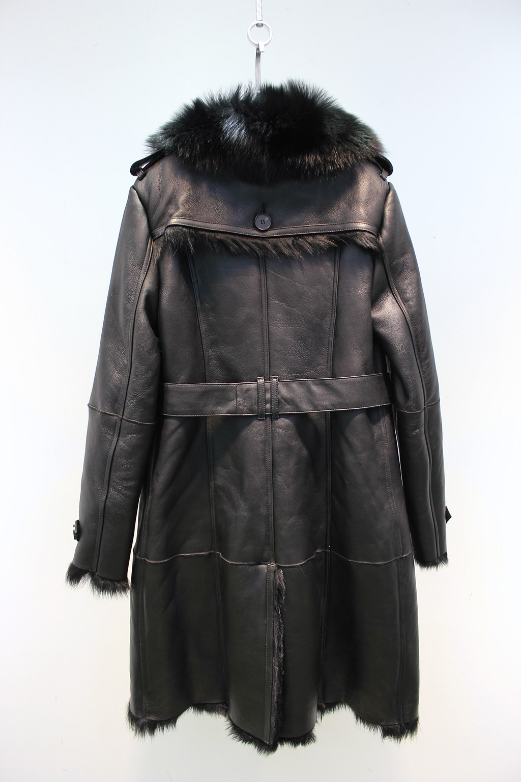 Imported Tuscan sheepskin all-in-one British style mid-length fur coat
