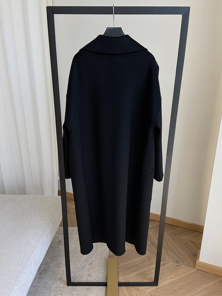 Double-faced cashmere short zip-up coat