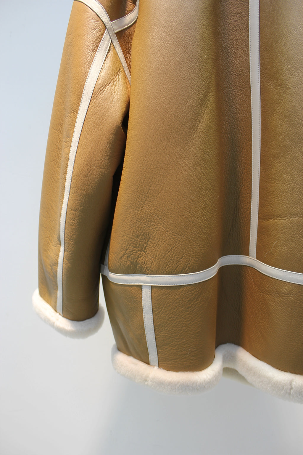 Lmported merino sheepskin fur all-in-one retro motorcycle jacket