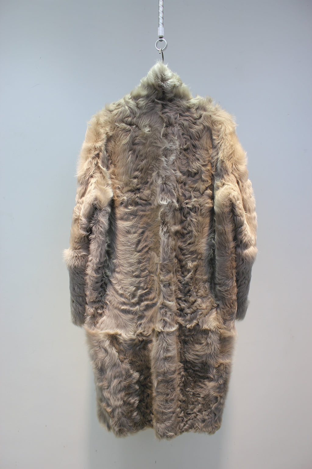 Soft small lake sheep fur one-piece stand-collar reversible mid-length fur coat