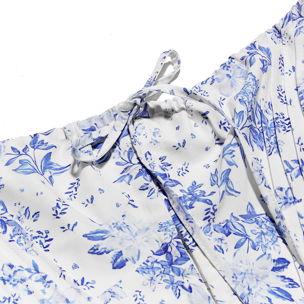 French square neck floral sleeveless vest