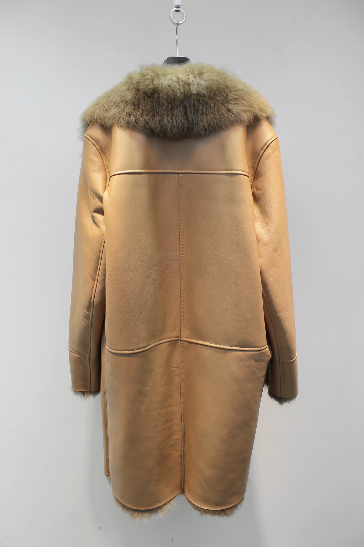 Imported Tuscan sheepskin one-piece casual double-breasted fur coat