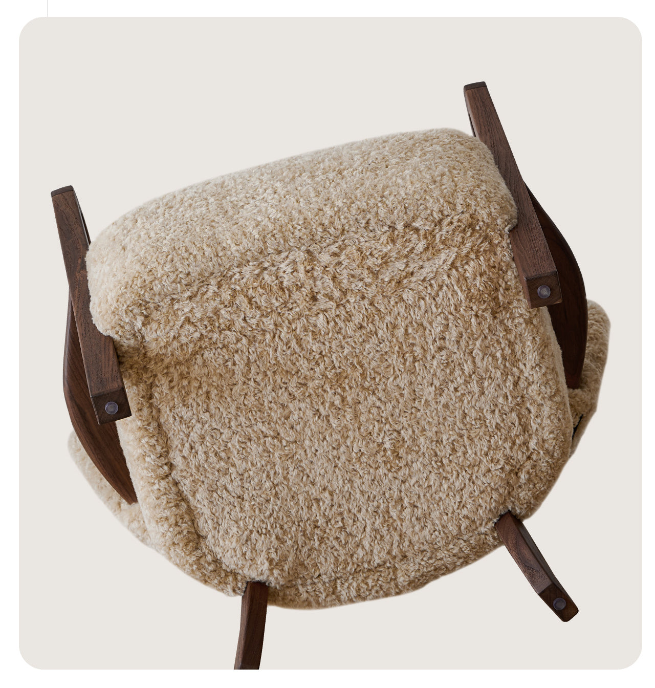 Woolf leisure chair milk tea brown French retro style solid wood mid-century style lamb velvet single sofa chair