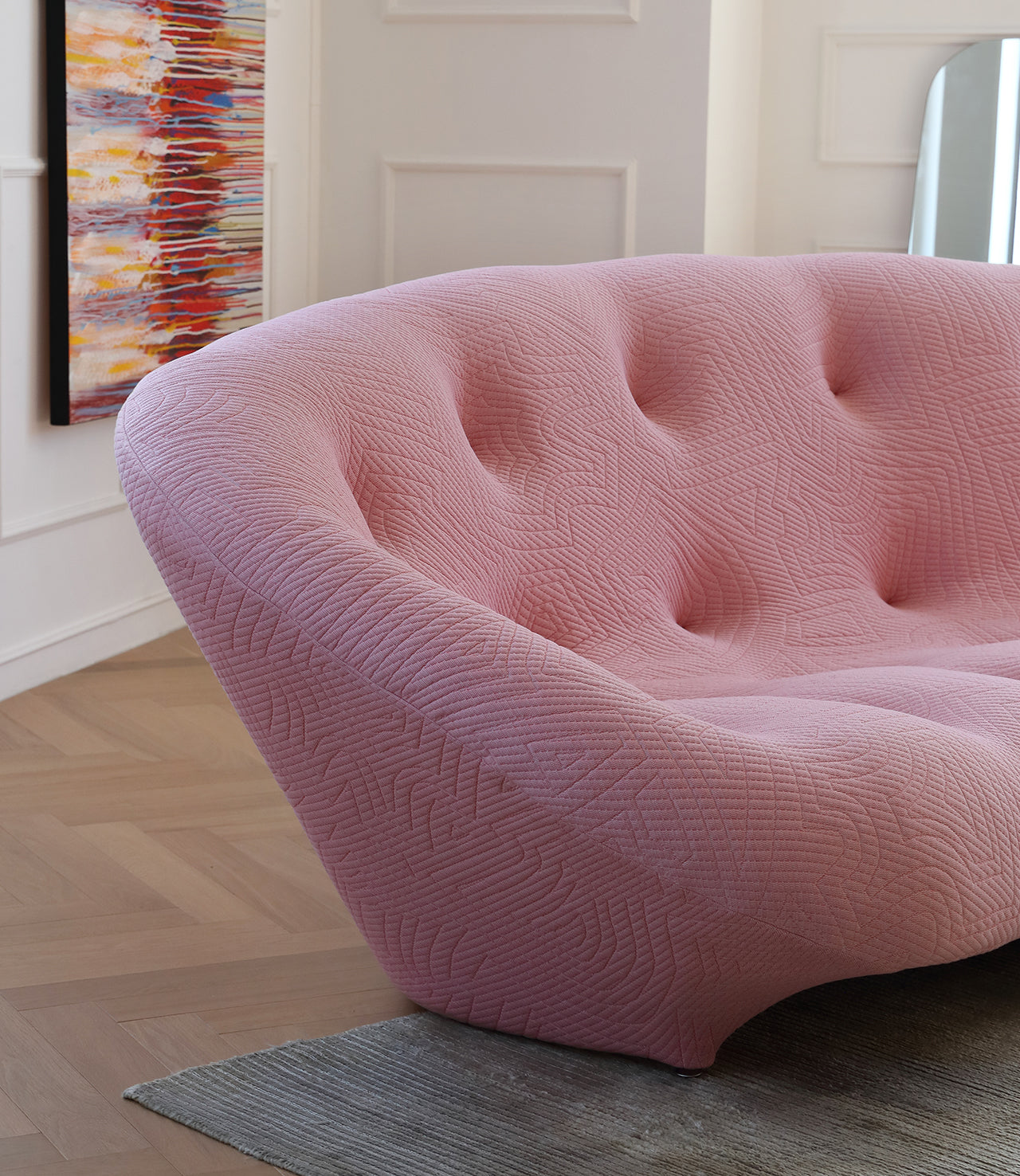 Curved fabric sofa modern simple small apartment living room home three-seat shell sofa