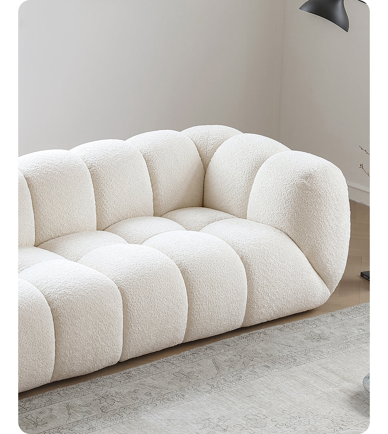 Light French retro cream style puff sofa marshmallow fabric sofa special offer