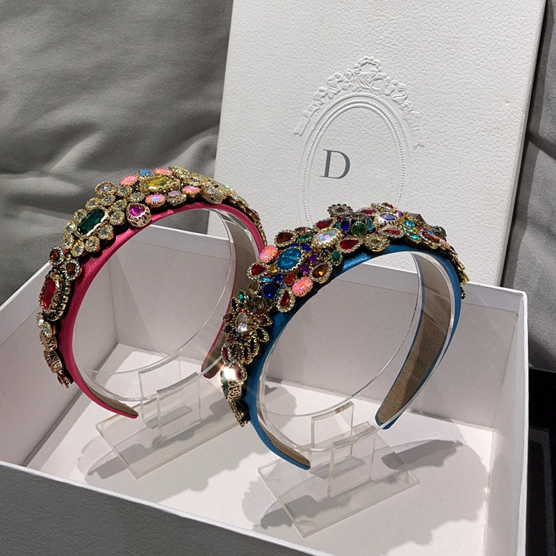 Headband with diamonds and colorful rhinestones