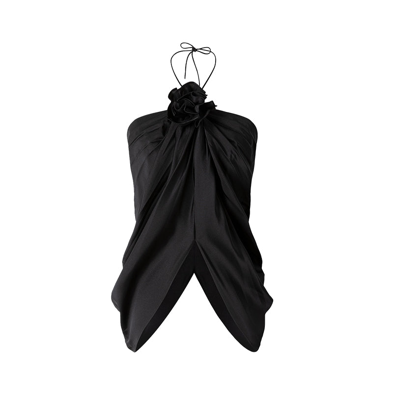Black halter neck vest temperament hot girl style