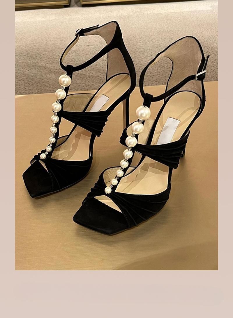 White Roman pleated open-toe high heels