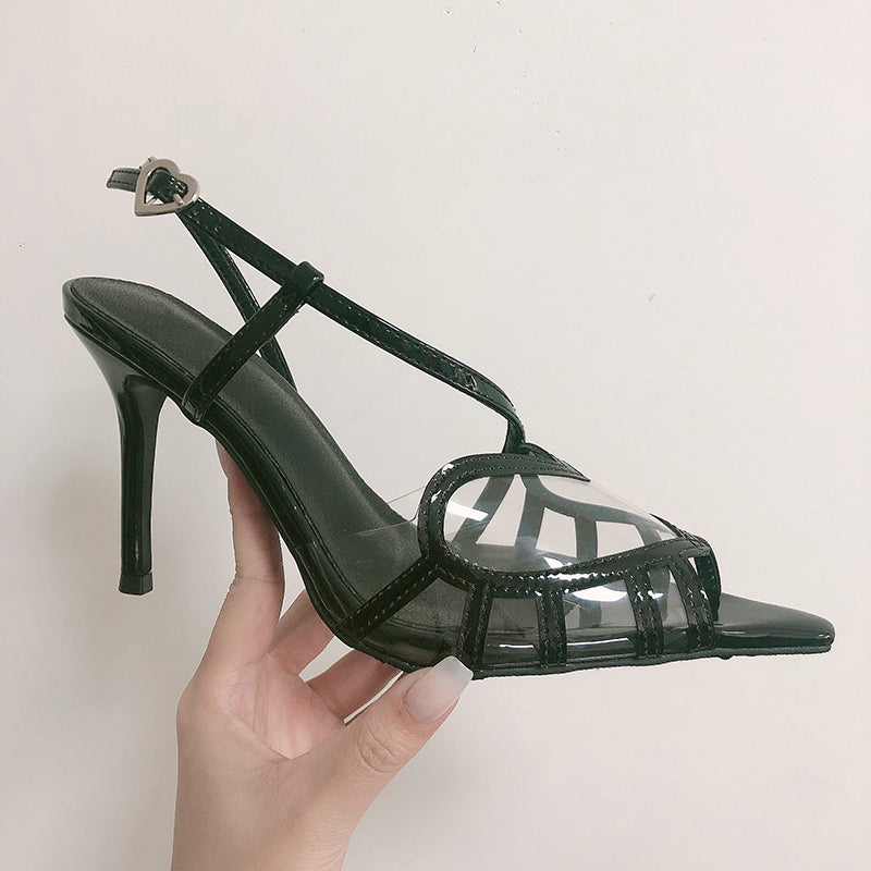 Love transparent pointed toe high heel sandals