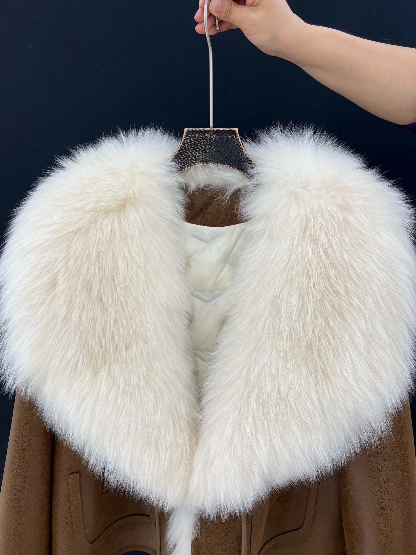 Deerskin jacket with fox fur lapel