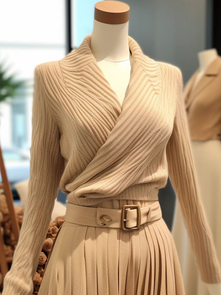 C.Knitted top and skirt set