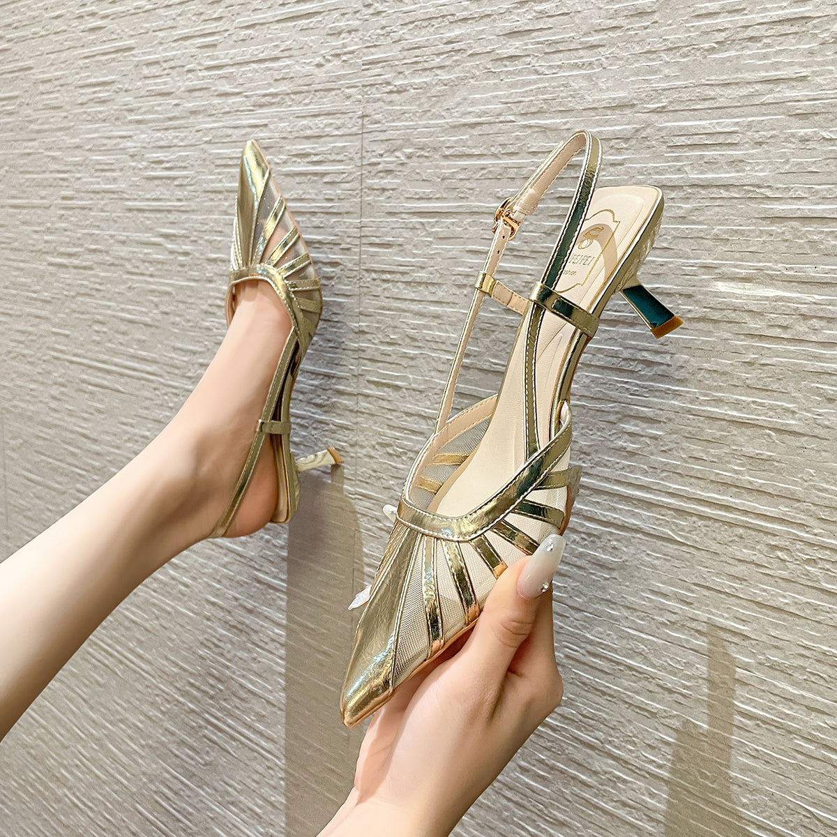 European and American soft-soled breathable French toe-toe high heels