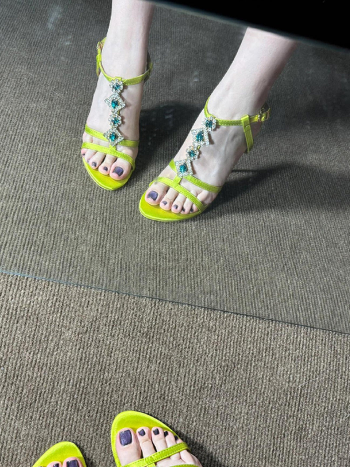 Rhinestone open toe stiletto sandals