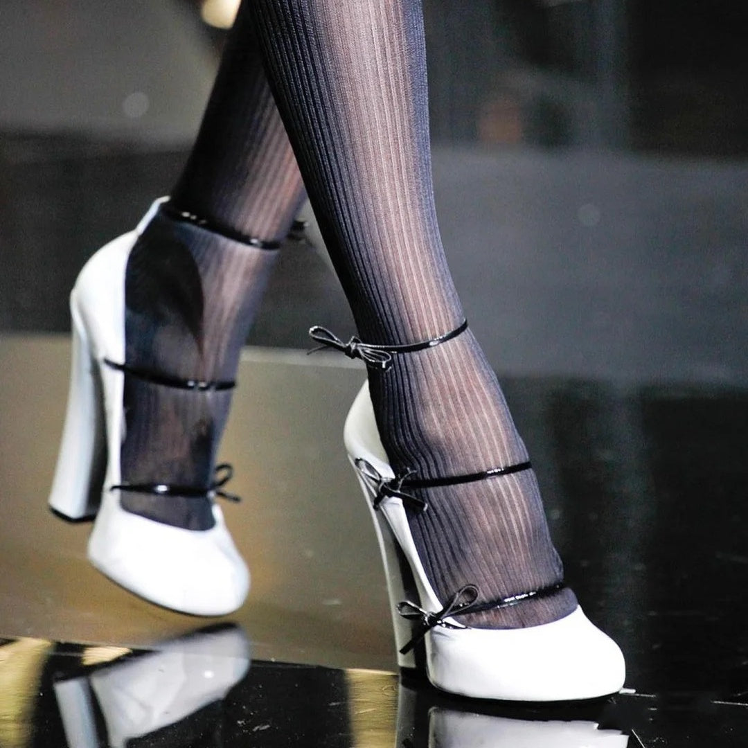 Milk tea color shiny thick heels European and American socialite Mary Jane