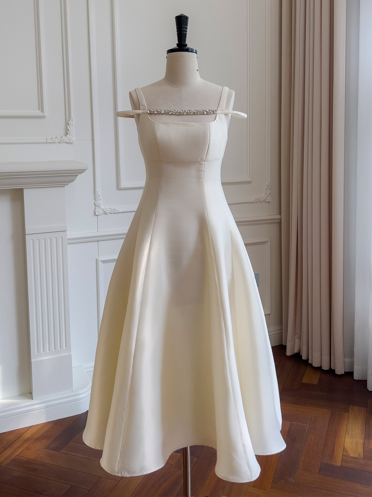 French Vintage Satin Dress