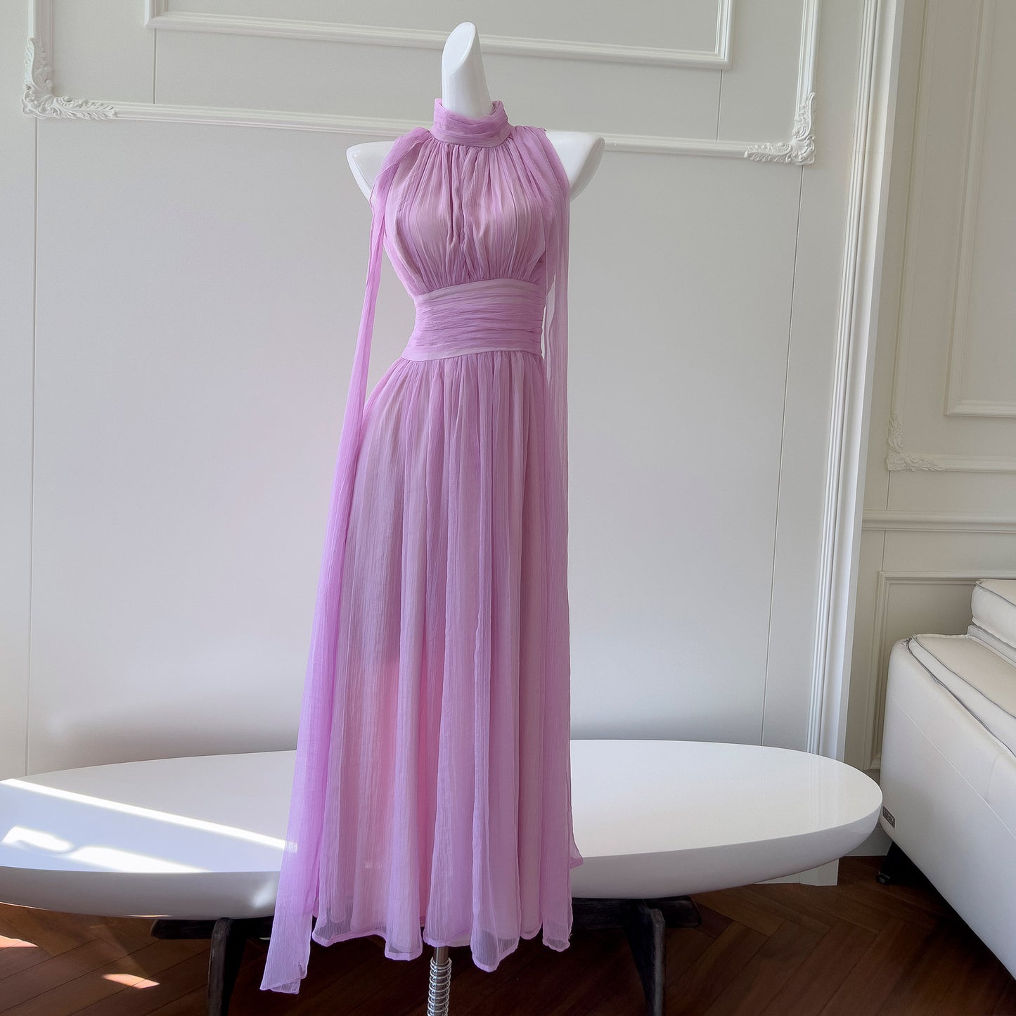 French Waist Slim Off Shoulder Fairy Dress Resort Style Celebrity Purple Dress