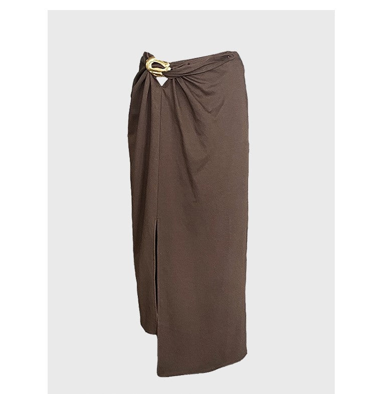 French halter neck suit dress for ladies, retro two-piece suit