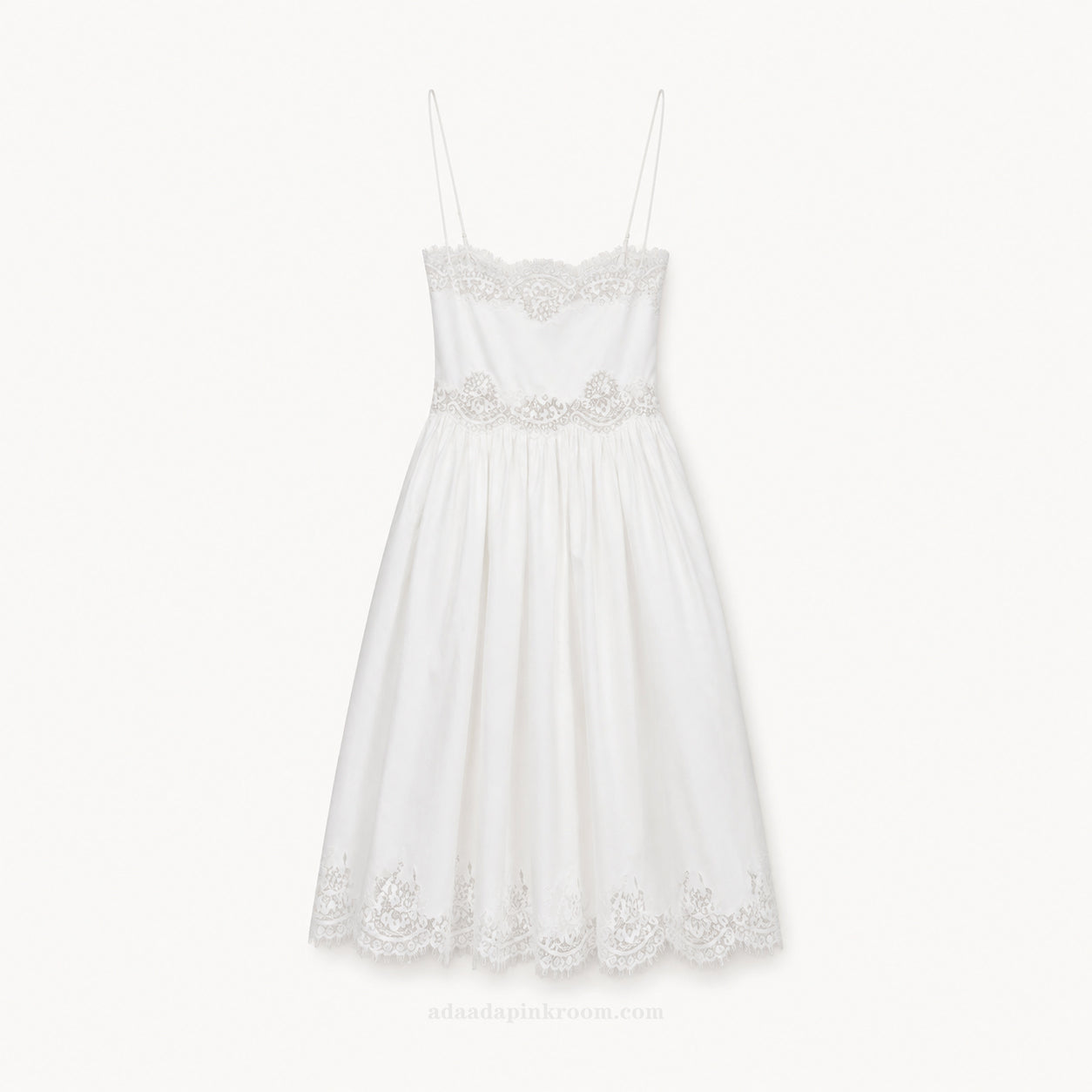 Lace Trim Strappy Midi Dress