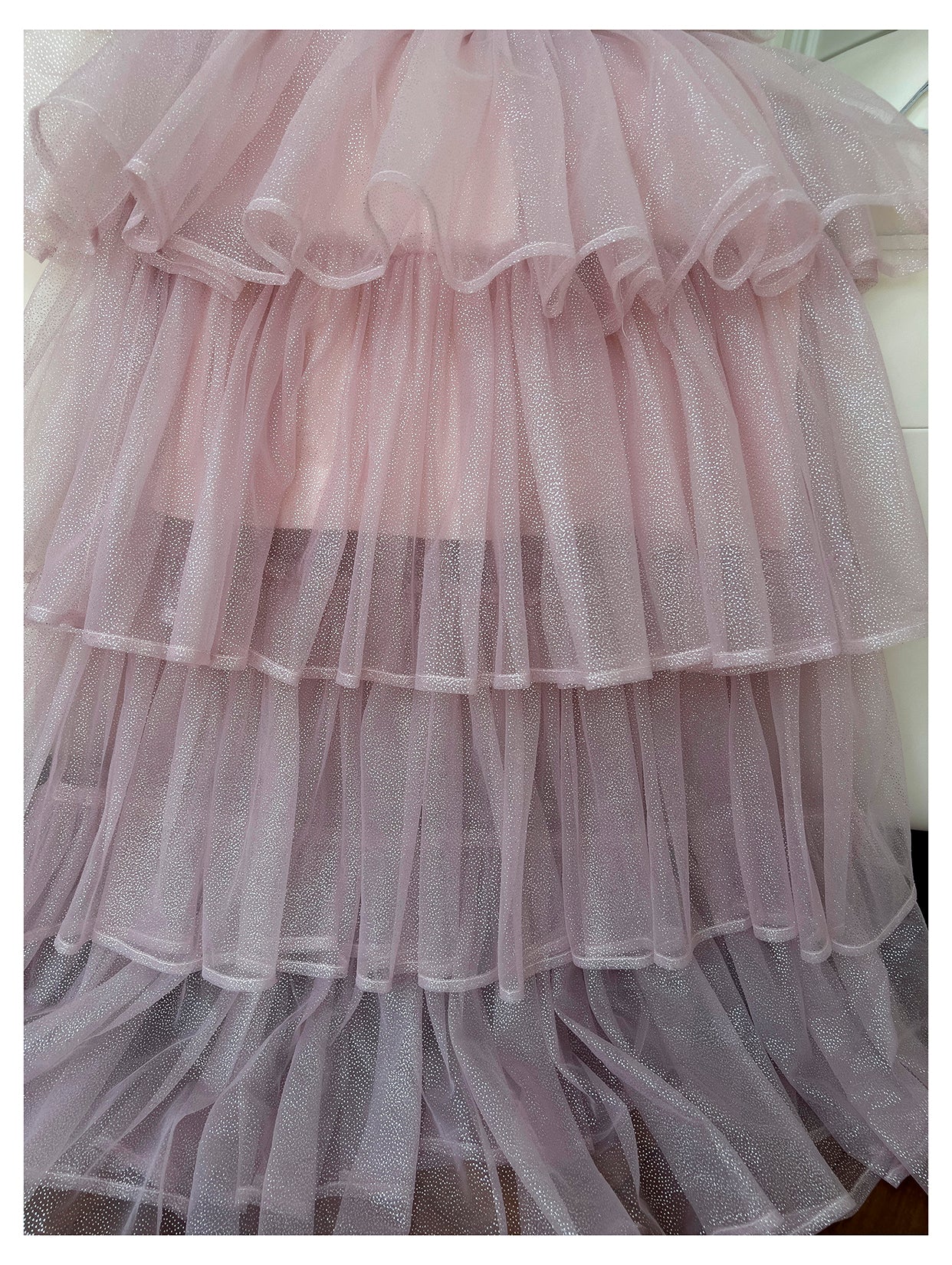 Pink Mesh Gold Stamping Suspender Cake Skirt Birthday Party Dress