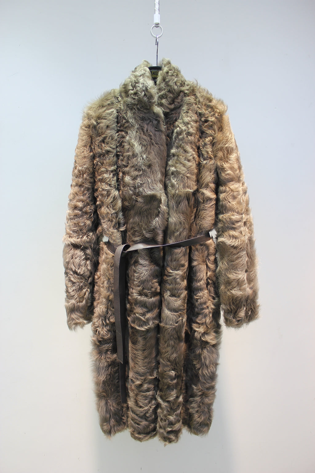 Soft small lake sheep fur one-piece stand-collar reversible mid-length fur coat