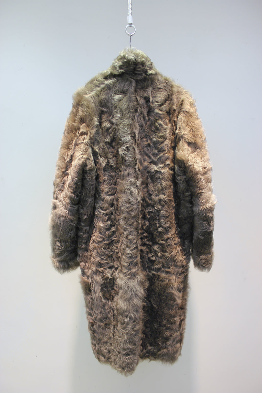Soft small lake sheep fur one-piece stand-collar reversible mid-length fur coat